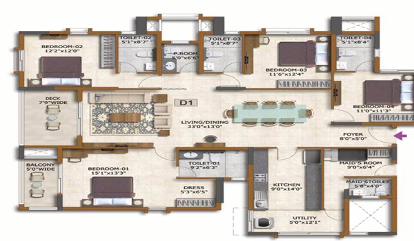 Nambiar District 25 4 BHK Floor Plan